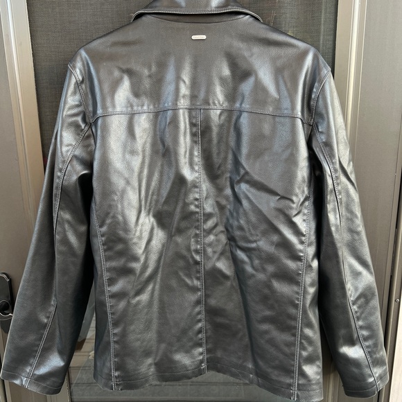Leather Calvin Klein Classic Jacket, Collared Zipper, Pockets, Black, Men’s Lg - Picture 4 of 12